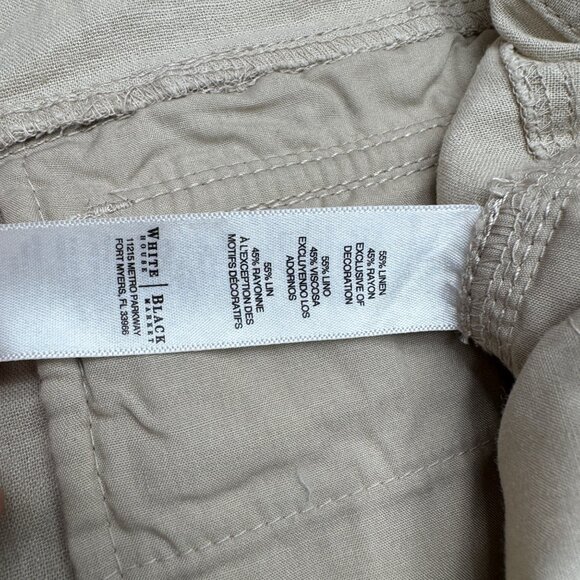 NWT White House Black Market Women's Beige Linen Blend Cargo Shorts, Size 2 NWT - Picture 5 of 9